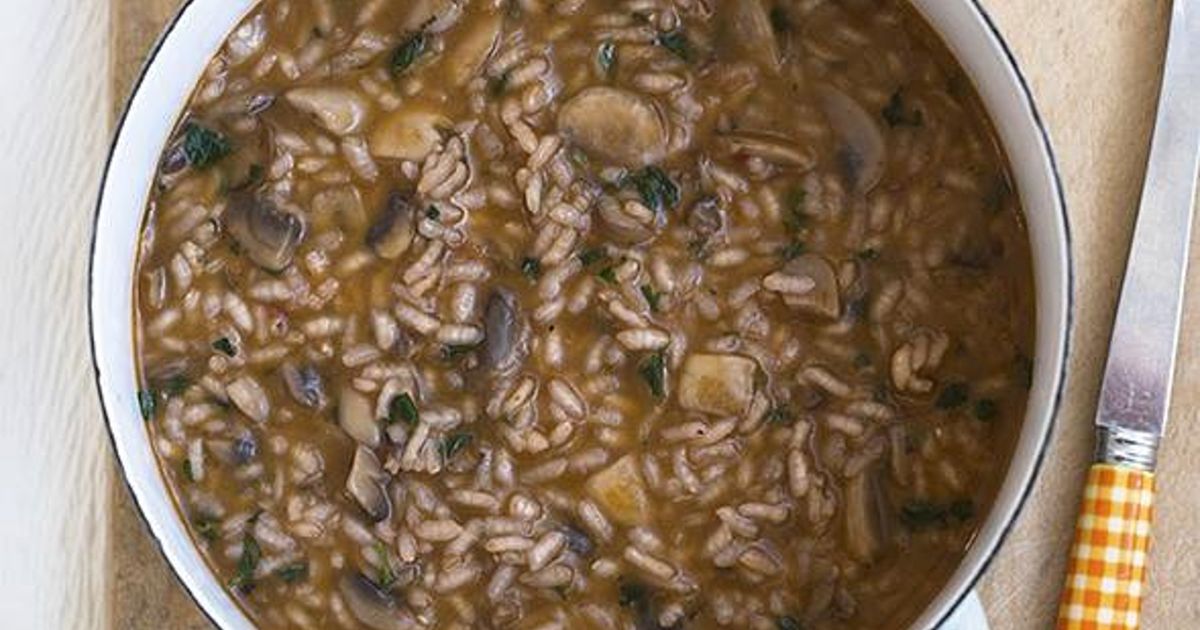 Earthy Red Wine and Mushroom Risotto - The Happy Foodie