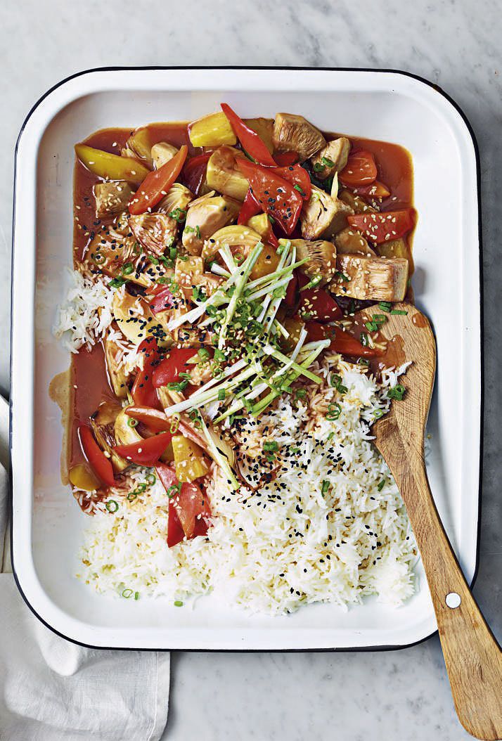 Sweet and Sour Jackfruit Fakeaway one pot vegan so vegan