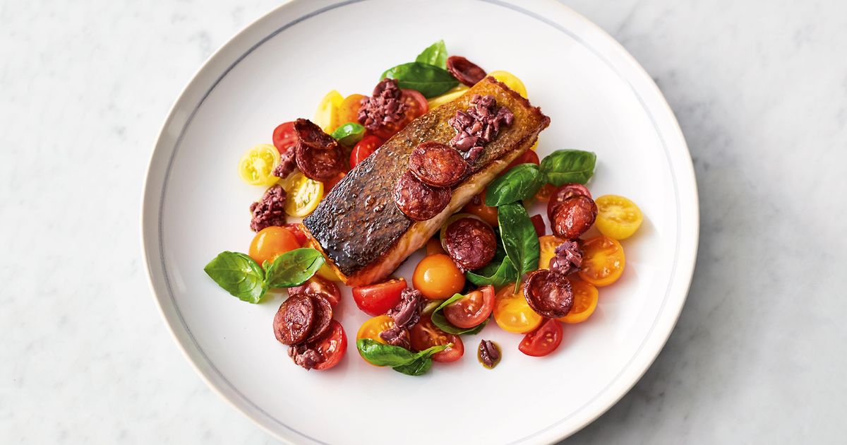 Jamie Oliver S Smoky Chorizo Salmon Quick Easy Food Channel 4