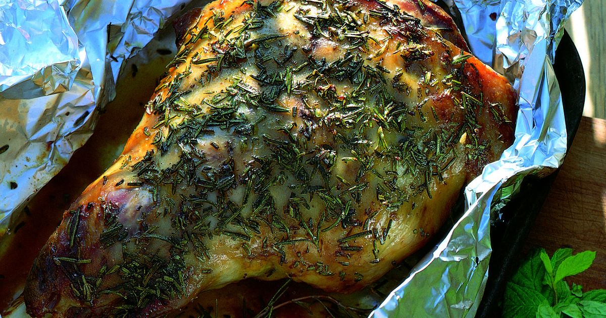 Baked Lamb With Rosemary With Redcurrant And Mint Sauce The