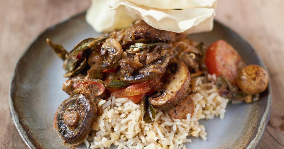 Mighty Mushroom Curry Red Lentils, Brown Rice and Mighty Mushroom Curry Red Lentils, Brown Rice and