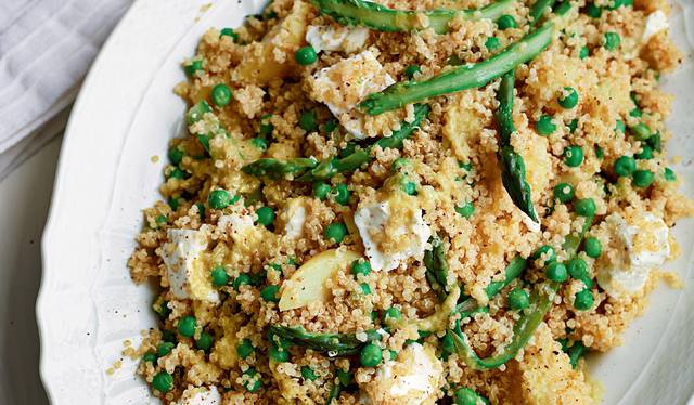 Asparagus Potato Pea And Quinoa Salad The Happy Foodie