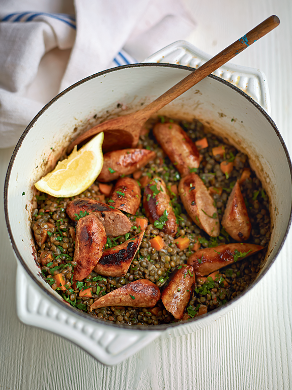 Sausage and Lentil Stew - The Happy Foodie
