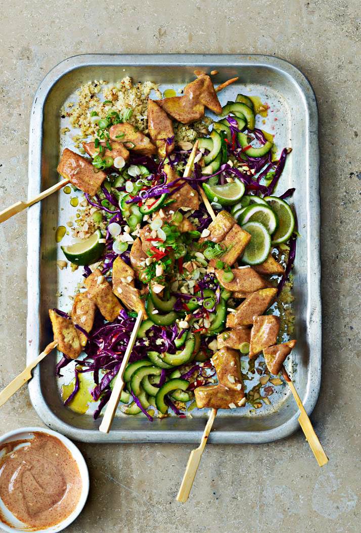 Tofu Satay with Cauliflower Rice one pot vegan so vegan