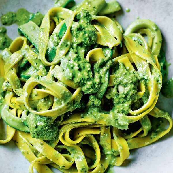 Tagliatelle with Pesto and Courgettes - The Happy Foodie