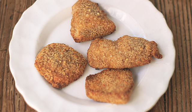 Proper Chicken Nuggets Sweet Paprika Parmesan Crumb The Happy Foodie