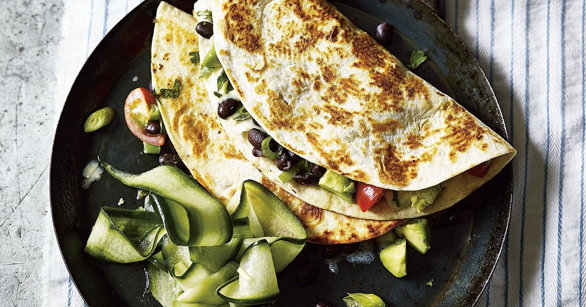 Avocado And Black Bean Quesadillas With Pickled Cucumber Recipe