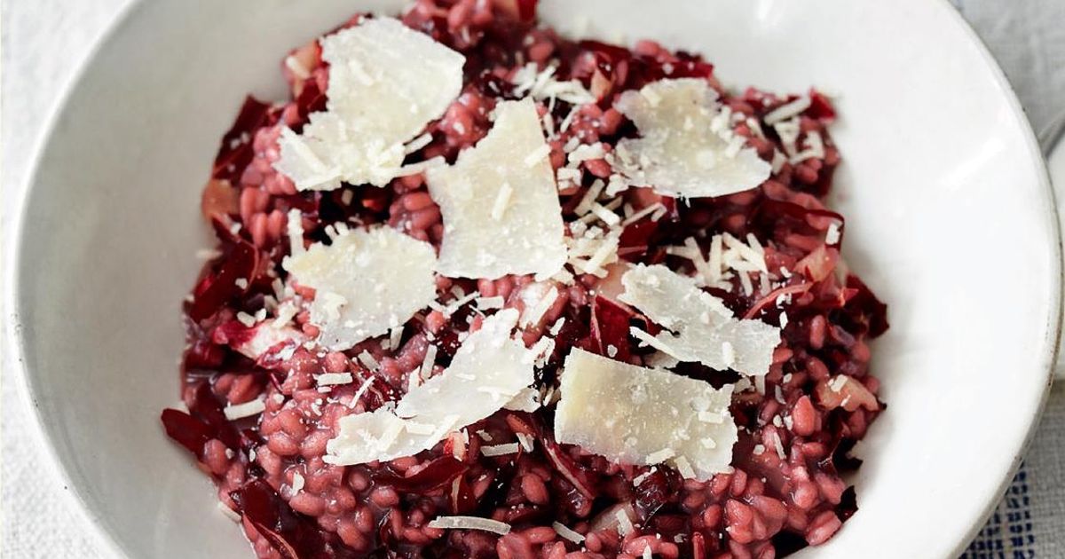 Risotto With Amarone And Radicchio Risotto All Amarone E Radicchio Trevigiano The Happy Foodie