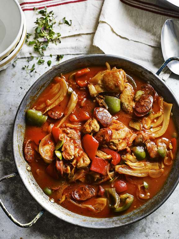 Spanish Chicken Stew Recipe With Chorizo Paprika Olives