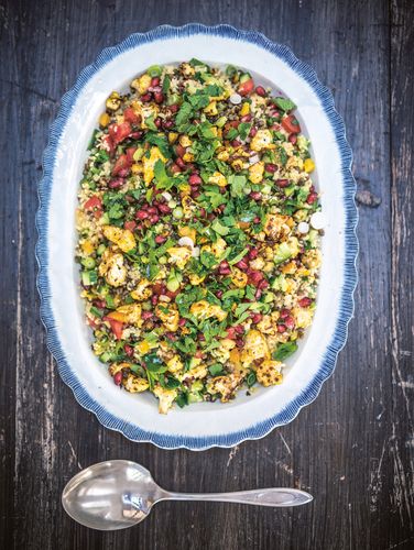 Braised Cauliflower and Puy Lentil Tabouleh