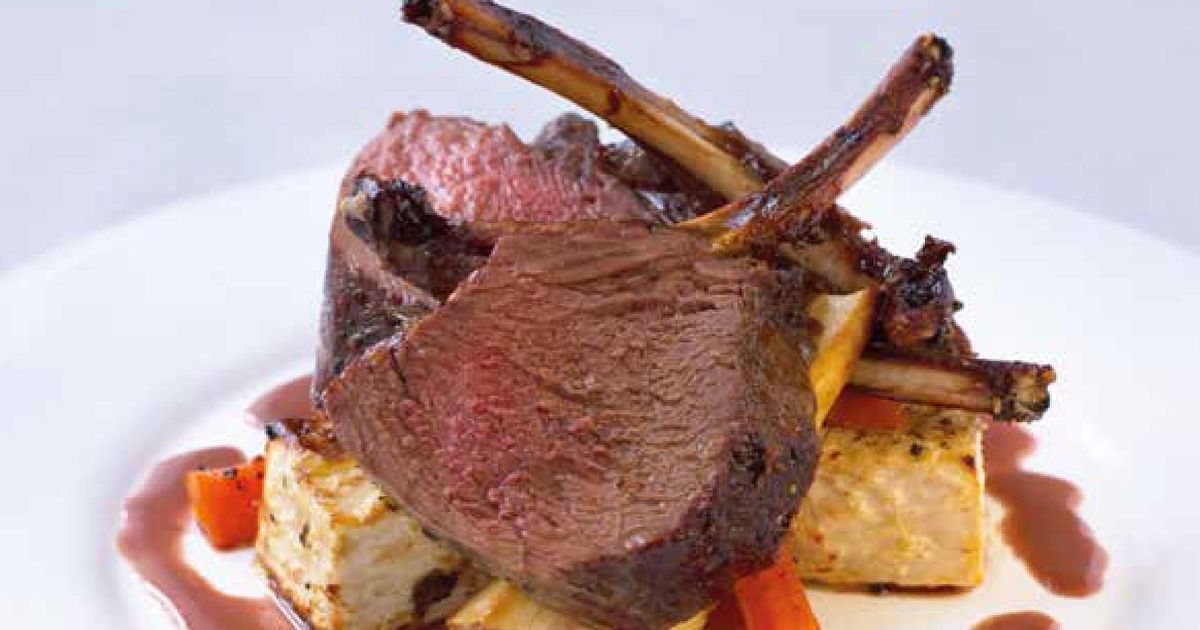 Roasted Rack Of Venison With Grand Veneur Sauce And Root Vegetables