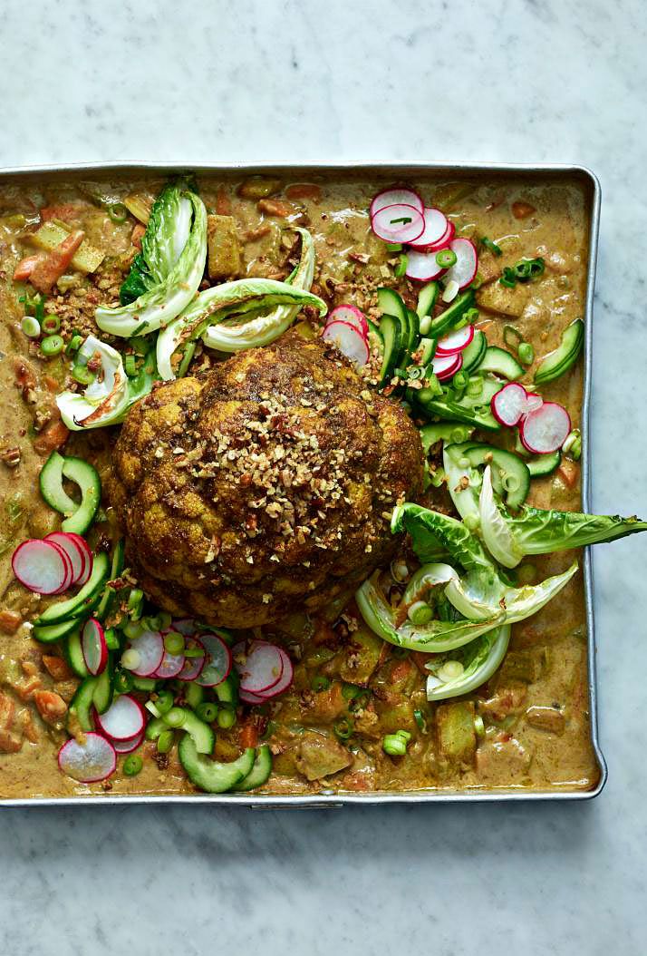 Whole Roast Katsu Cauliflower one pot vegan so vegan