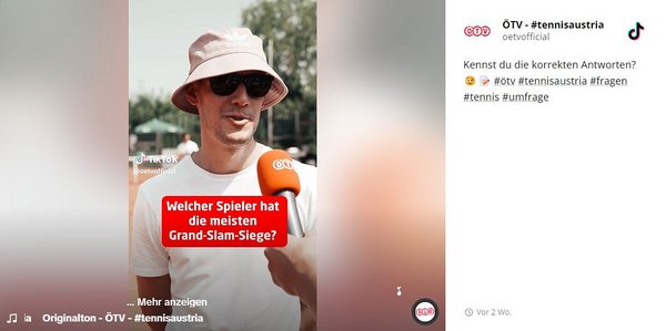 TikTok post integrated in the social wall of the ÖTV