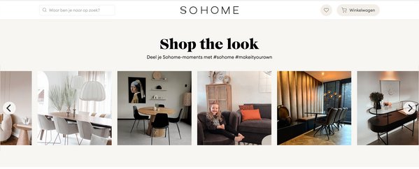 A shoppable Instagram gallery on a webshop