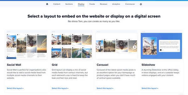 Choosing a display layout to show on a website