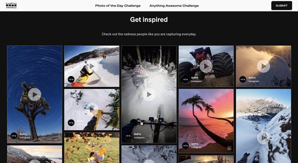 Influencer posts embedded on GoPro’s page