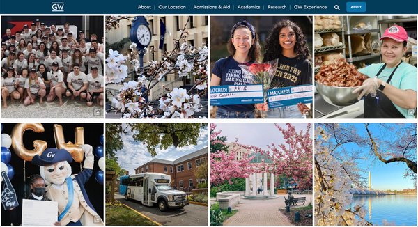 Instagram on website for George Washington University