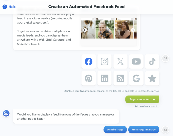 Create an automated facebook feed