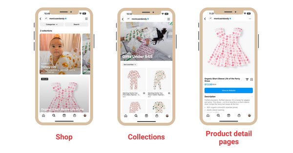 Instagram’s collections and product detail pages