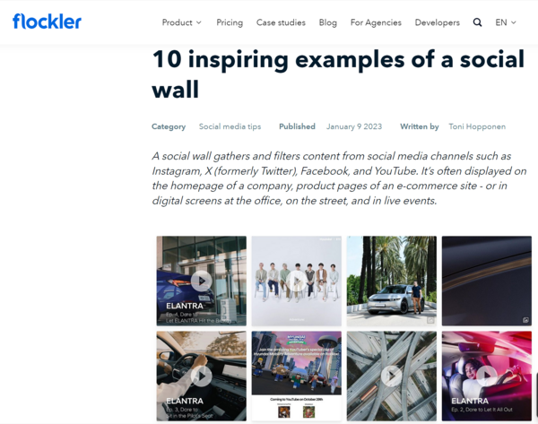 An example of a listicle that curates social media content