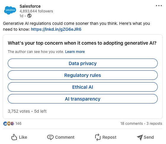 LinkedIn poll post from Salesforce