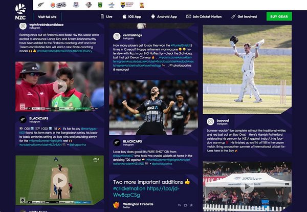 Social media wall by Black Caps, New Zealand National Cricket team