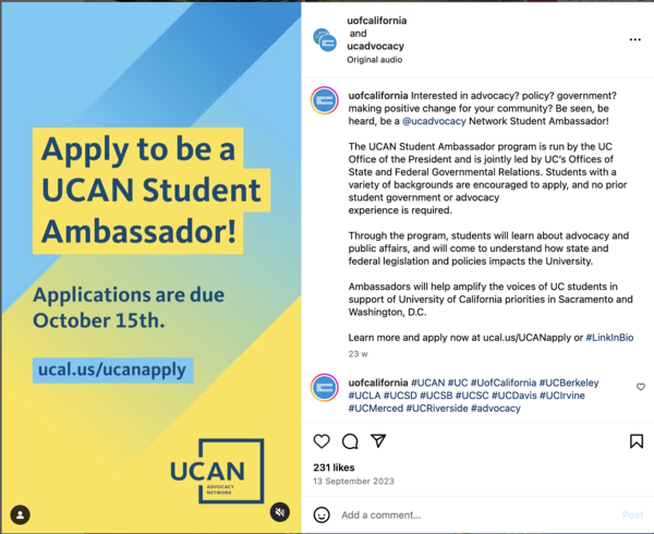 UCAN's student ambassador program