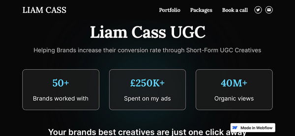 An example of a UGC portfolio from Liam Cass