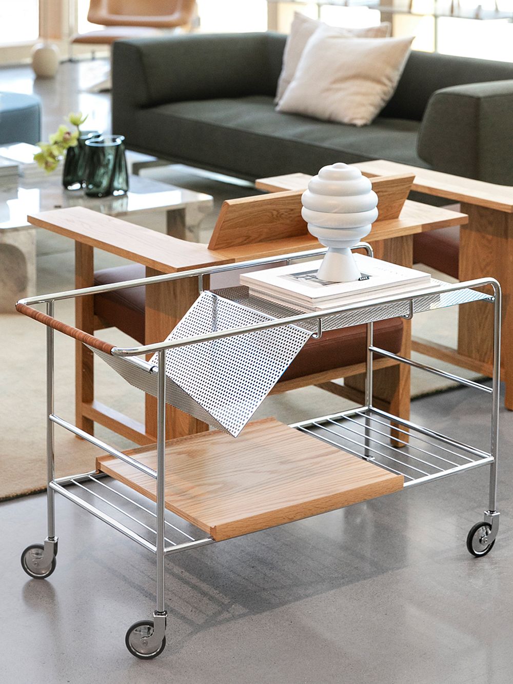 &Tradition  Alima NDS1 trolley, chrome - lacquered oak