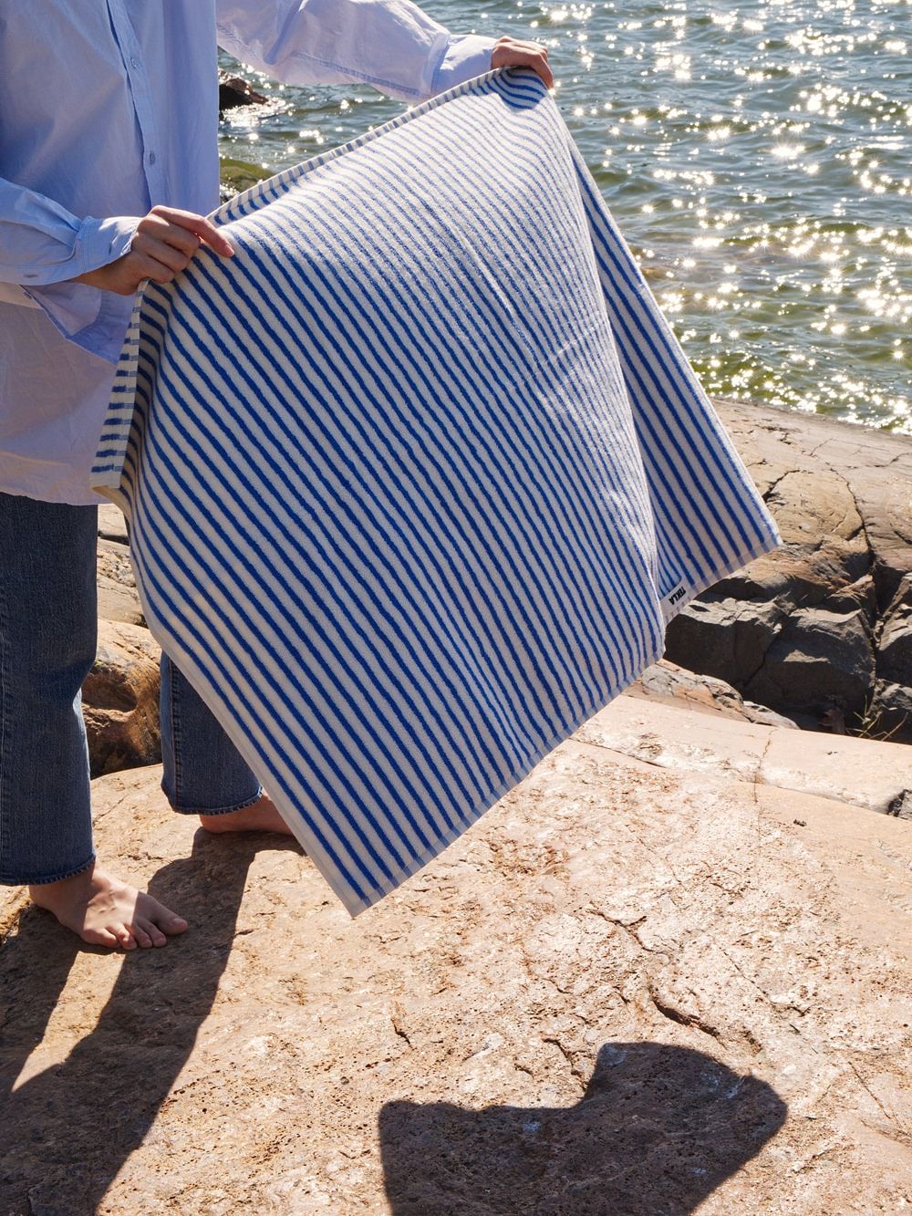 Tekla  Bath towel, 70 x 140 cm, coastal stripes