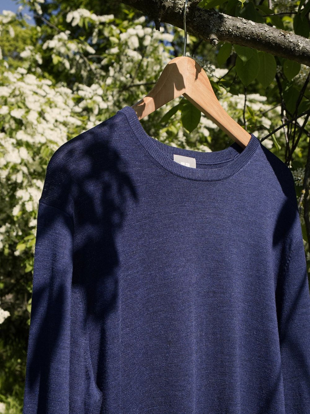 A blue merino wool knit