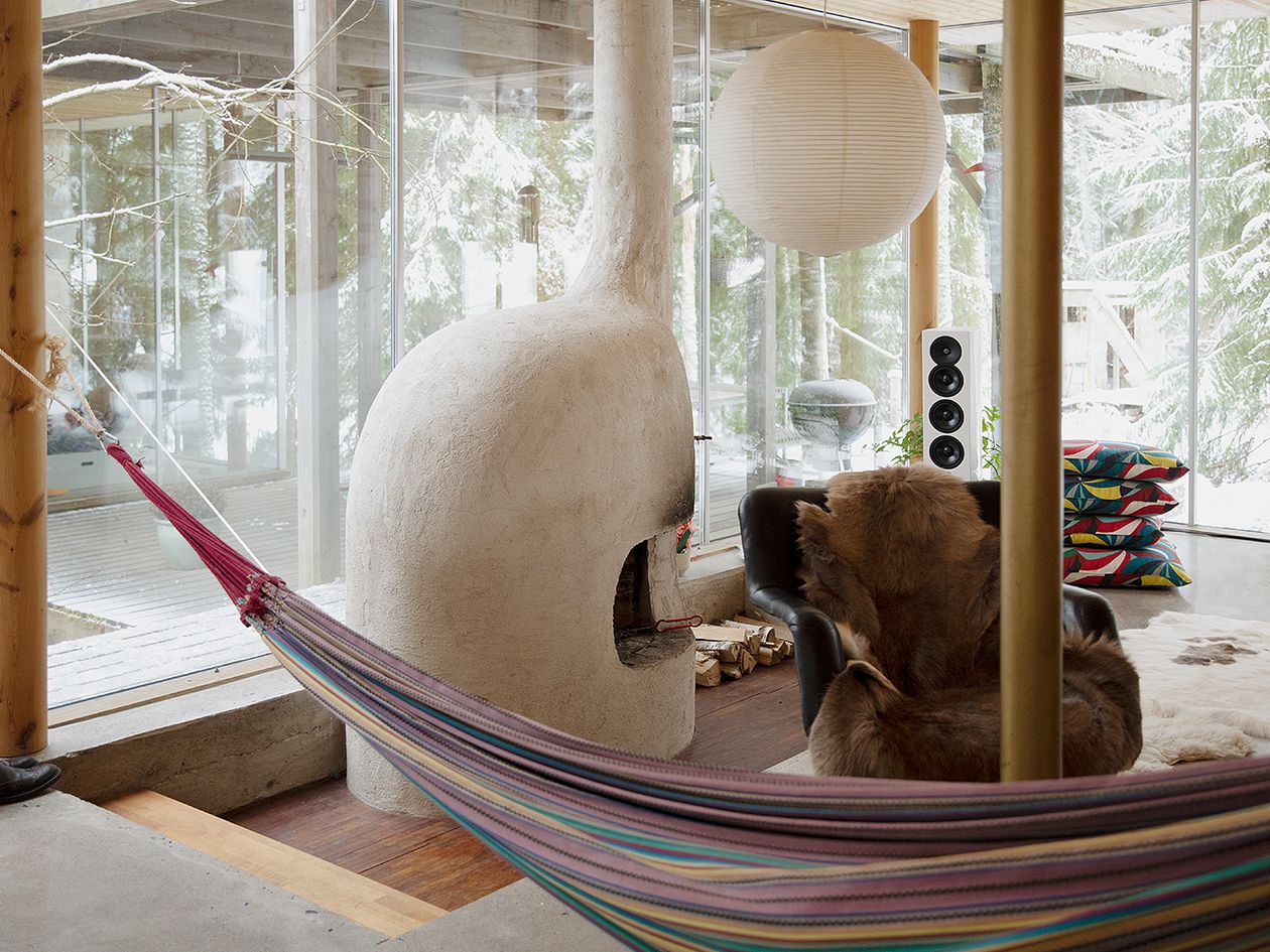 A hammock in the living room