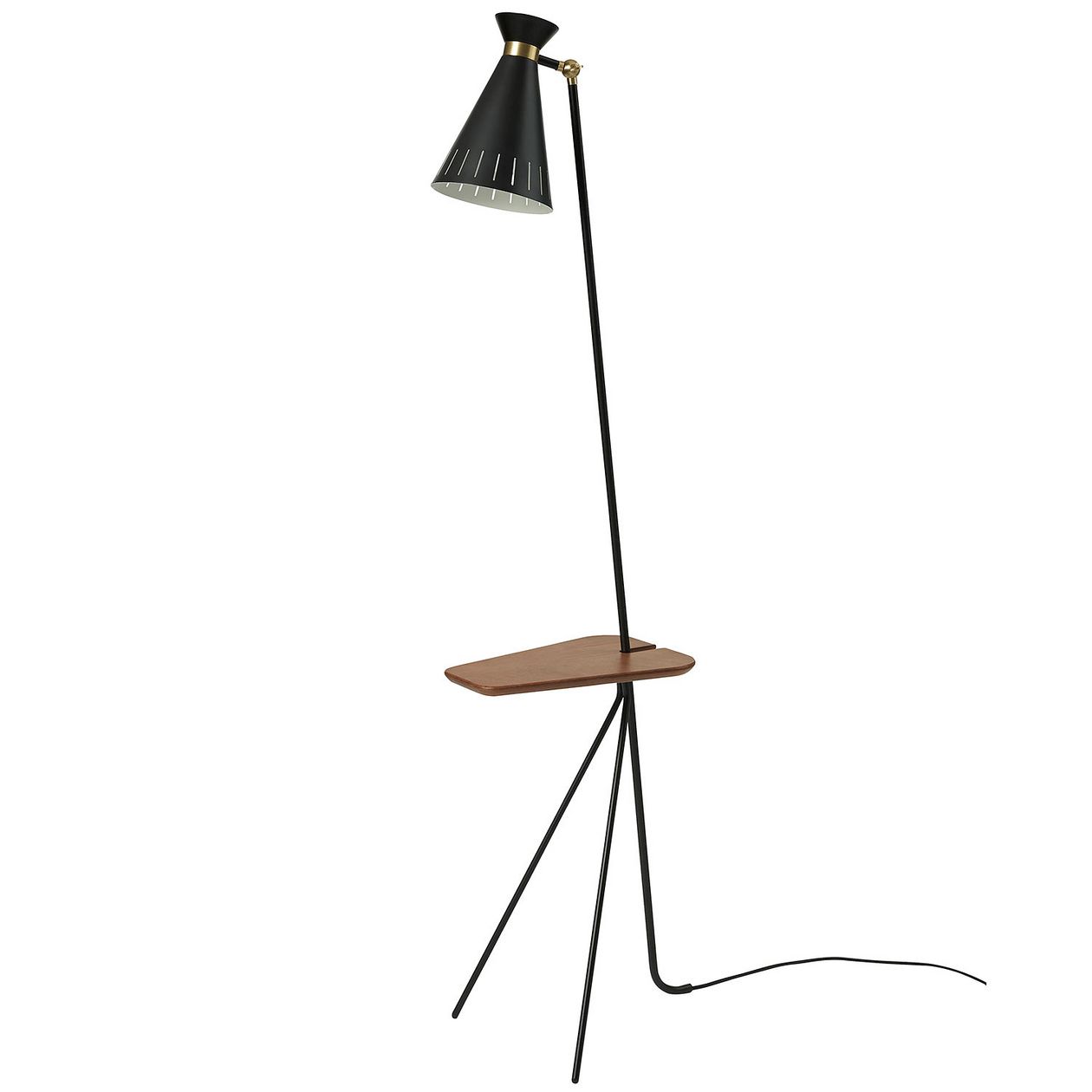 Warm Nordic Cone floor lamp with table, black