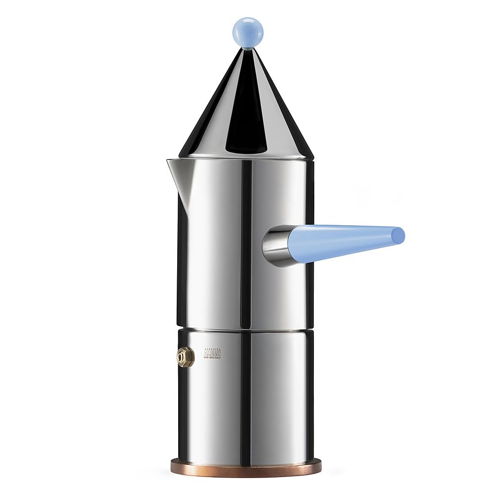 La conica manico lungo espresso coffee maker, steel - light blue