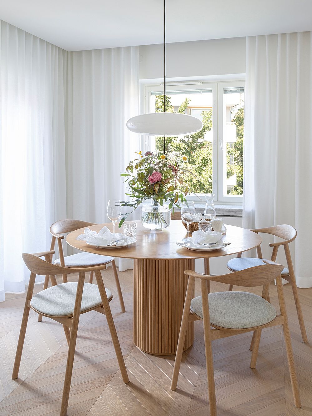 Asplund  Palais Royal dining table, 130 cm, white stained oak