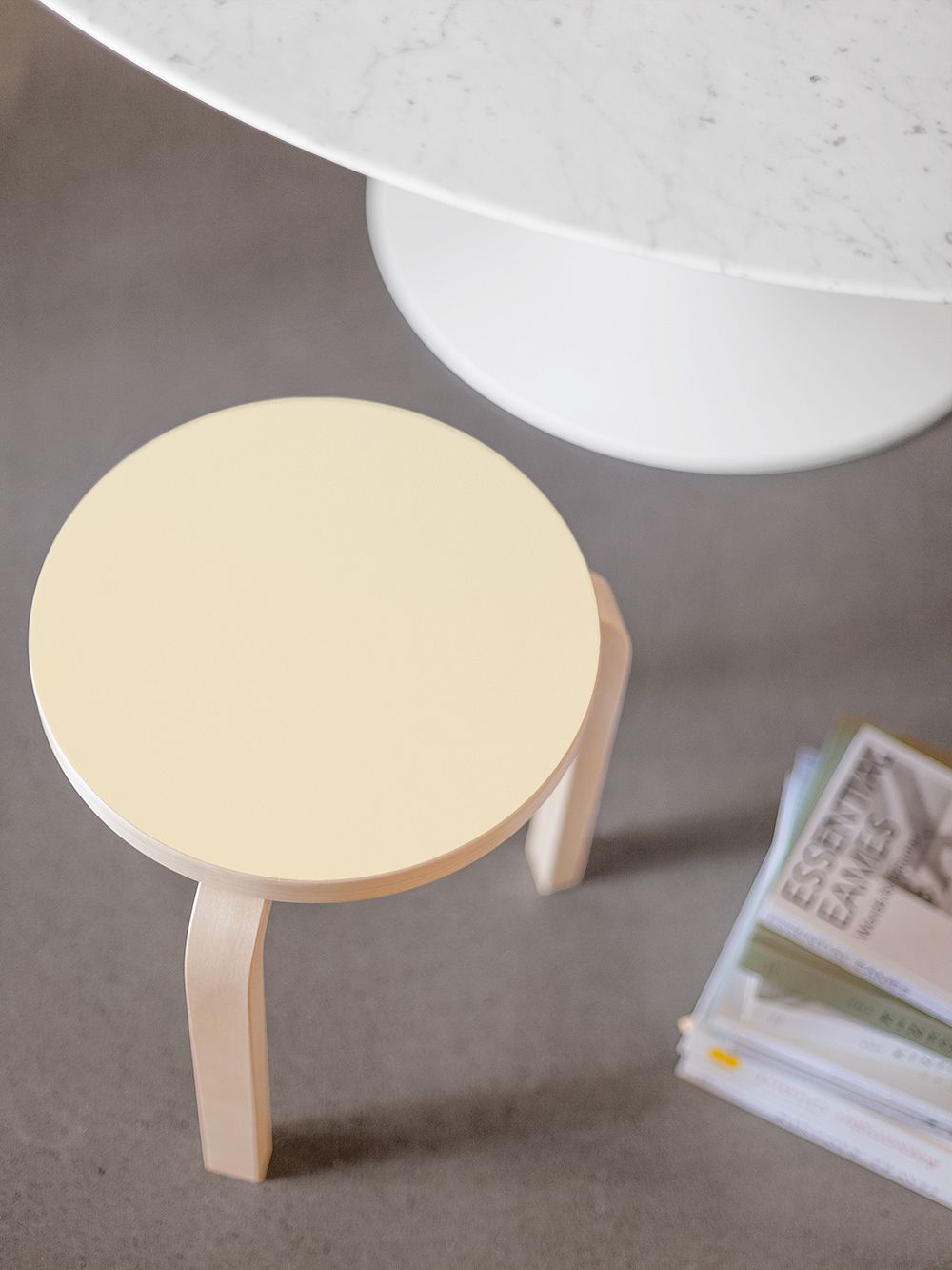 Artek  Aalto stool 60, pearl beige linoleum - birch