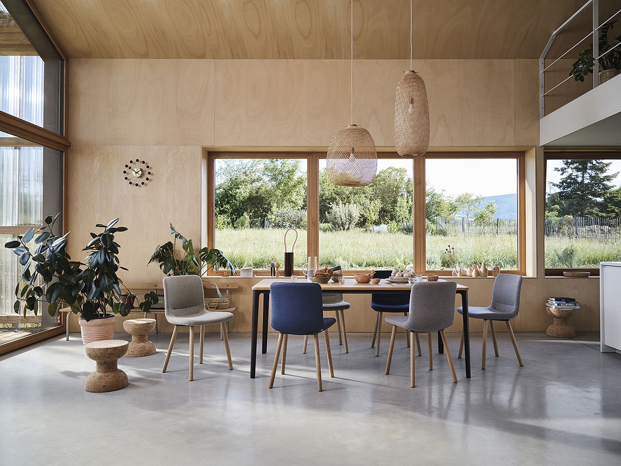 Vitra HAL chairs and Plate table