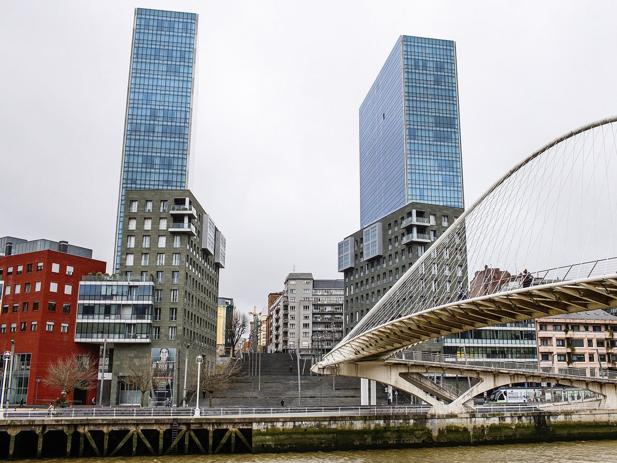 Modern architecture at River Nervíon, Bilbao