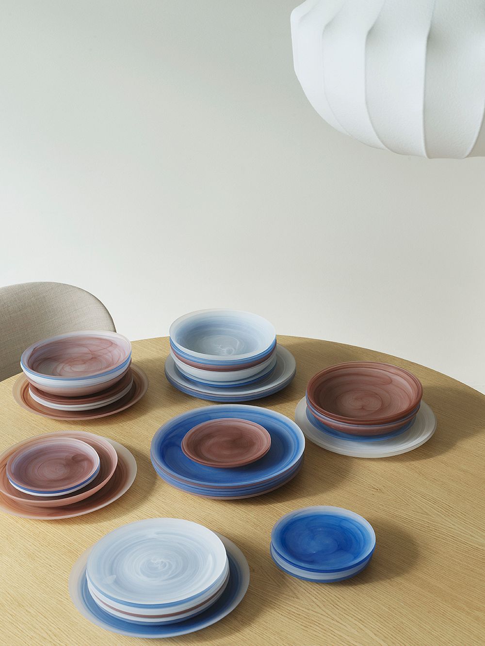 Normann Copenhagen Cosmic glass plates in blue, brown and white