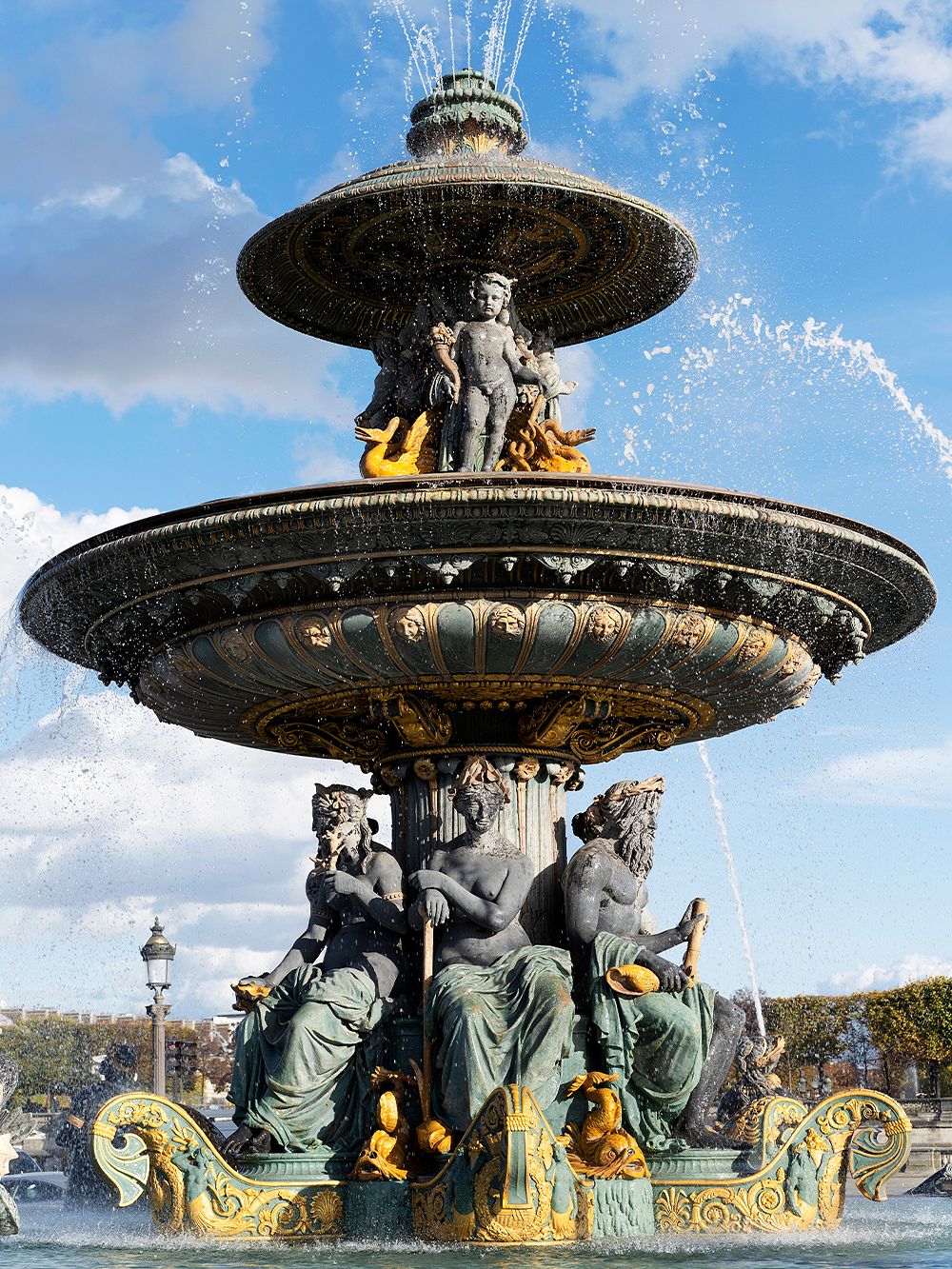 The Fontaine des Mers fountain in Place de la Concorde, Paris