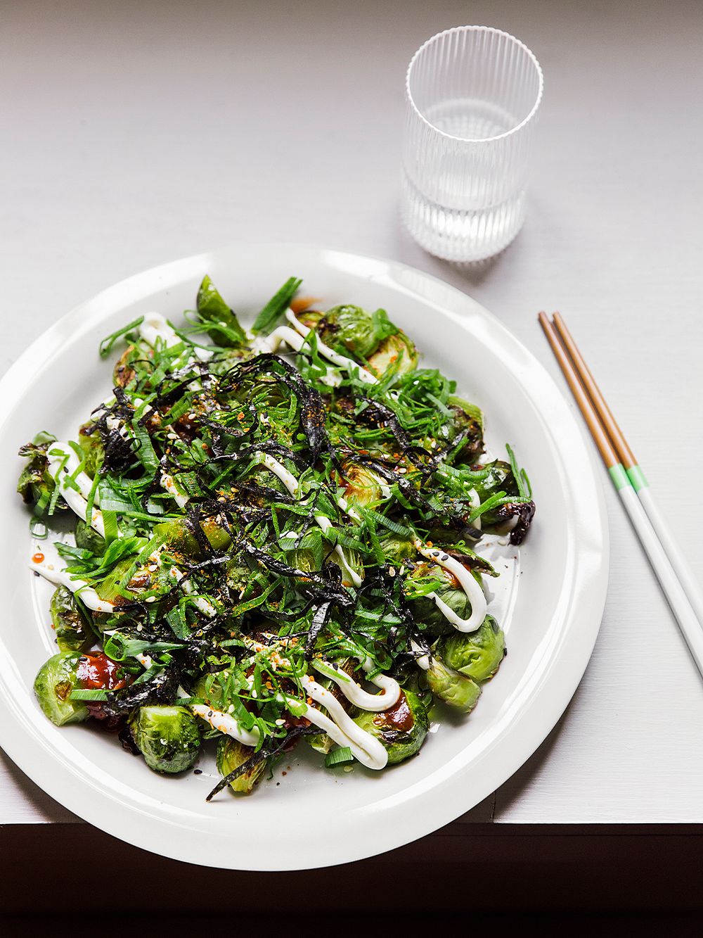 Brussels sprouts okonomiyaki on Design House Stockholm Sand plate