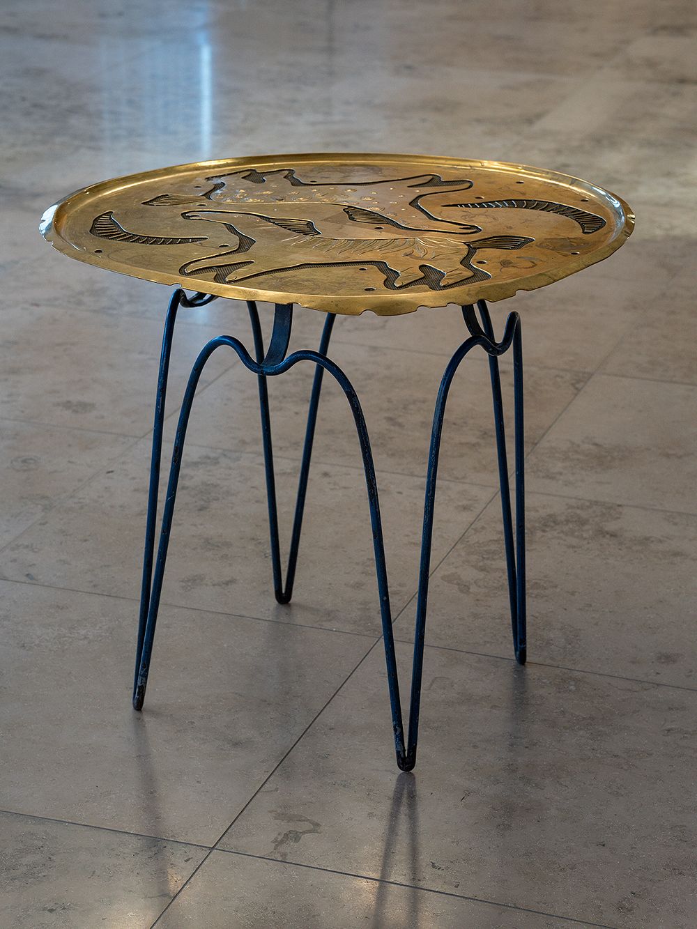 Helena Tynell brass table at Hotel Vaakuna
