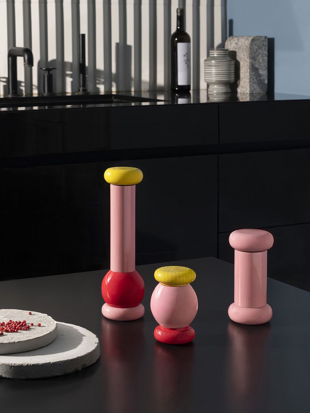 Alessi Sottsass grinder, large, red - pink - yellow