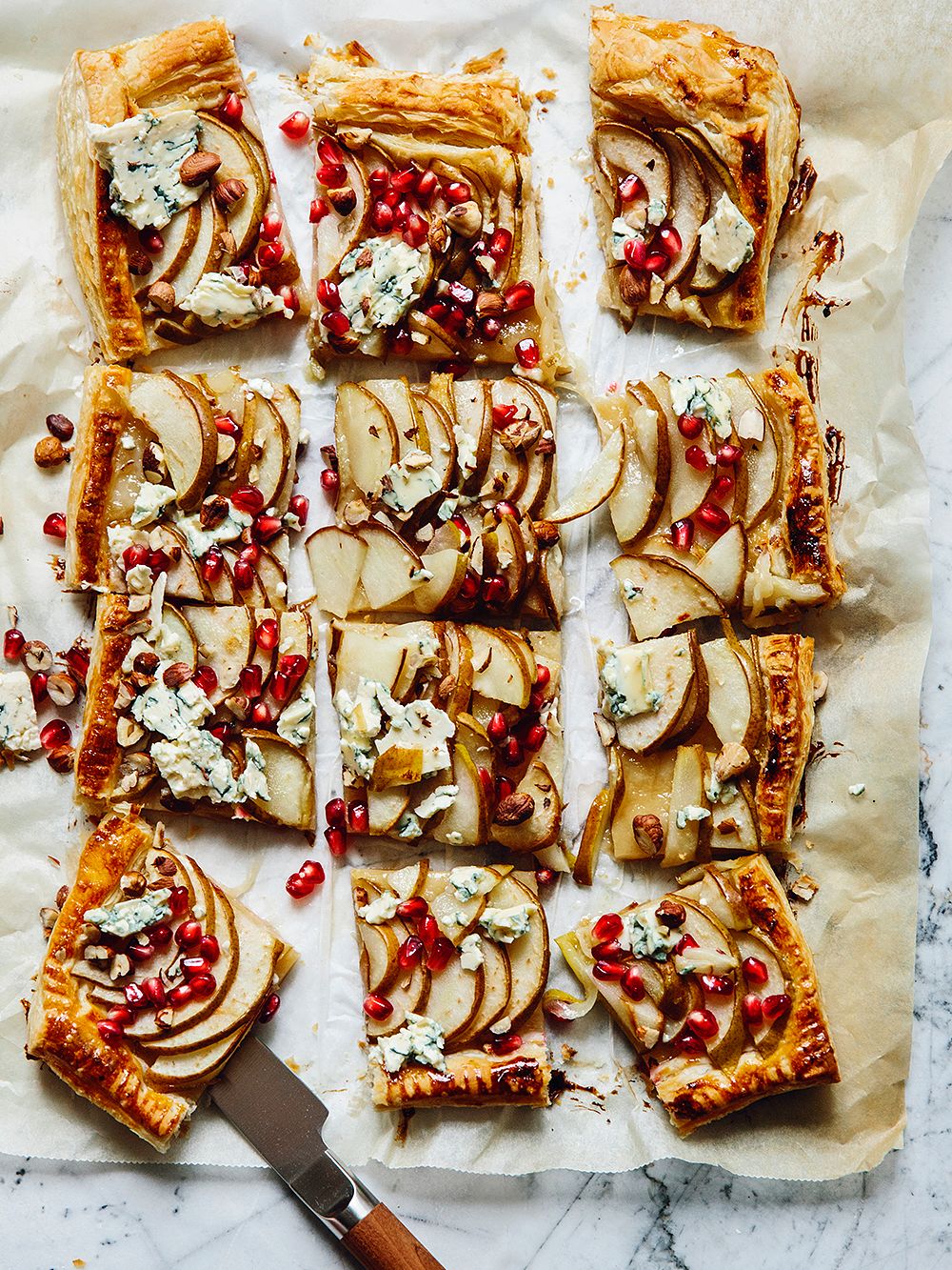 Pear and blue cheese tart