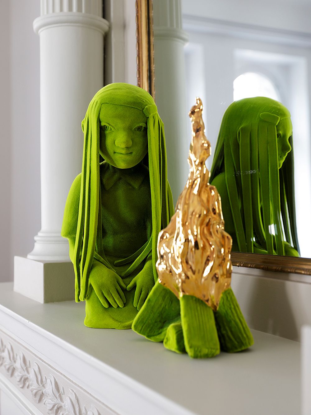 Kim Simonsson's sculpture Moss Girl and Fire