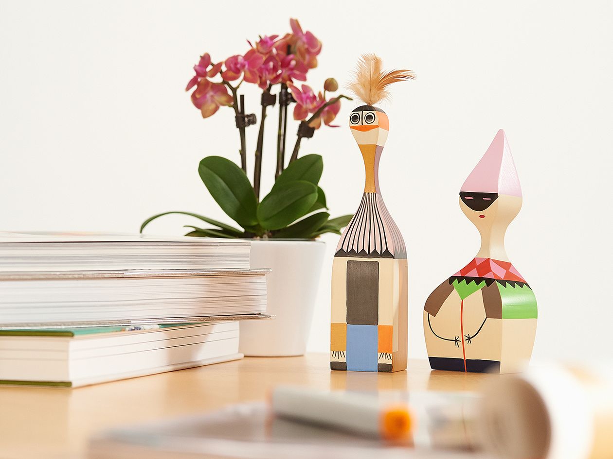 Vitra's wooden dolls on a table