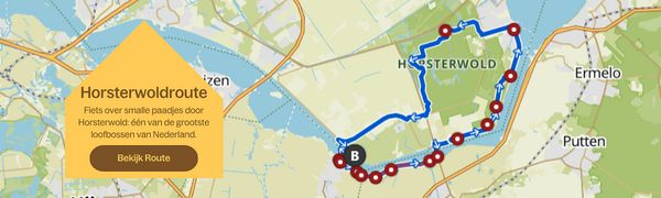 Fietsroute Flevoland, Horsterwoldroute richting Zeewolde vanaf Center Parcs De Eemhof