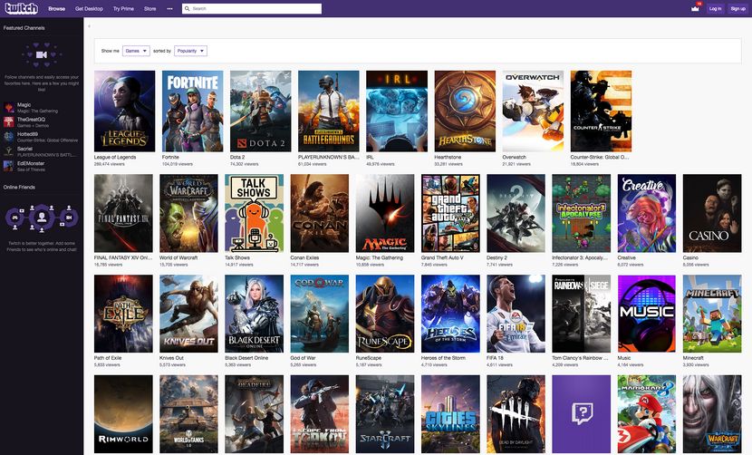 Screenshot of the Twitch.tv desktop user interface