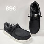 Kuva H18 HeyDude Wally Strech Canvas Black/White Hinta 89€ koot 41,42,43,44,45,46  -tilava lesti, leveyttä ja myös varvaskorkeutta hyvin -ULTRAkevyt joustava ulkopohja -irroitettava, 5mm paksu vaimennettu pohjallinen, jossa päällinen nahkaa -joustavaa tekstiiliä -helpot laittaa jalkaan ja menee rintavaankin jalkaan Lesti normaali, eli ota omaa kokoasi! Huom!! konepestävät 30 asteessa.  40=26,0cm 41=26,5cm 42=27,0cm 43=27,5cm 44=28,0cm 45=28,5cm 46=26,0cm
