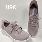 Skechers Ultra Flex Slip Ins Mauve Hinta 119€ kokoja 39,40,41  HUOM! nauhat vain koristeena. Tässä mallissa uusi Skecherin innovaatio, kantakovike kaartuu yläosasta hieman ulospäin eli, kuin kenkälusikka olisi istutettu kenkään jo valmiiksi. Potkaiset vain kengän jalkaan ja ei, kun menoksi  Stretch Fit takaa hyvän napakkuuden ja hengittävyyden Ilmajäähdytteinen Memory Foam -sisäpohja Iskunvaimentava Comfort Pillar -ulkopohja Kestävä ulkopohja Konepesunkestävä 30 asteessa Valmistettu 100 % vegaanisista materiaaleista -HUOM! reilu mitoitus, ota numeroa pienempi,kuin normaalisti käytät